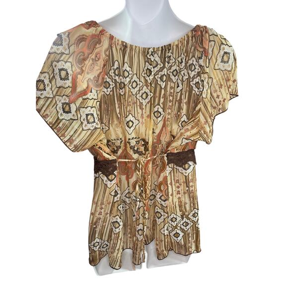 Vintage Studio 1940 Women's Top Size 18/20 Boho Abstract Short Sleeve Blouse - Picture 2 of 6
